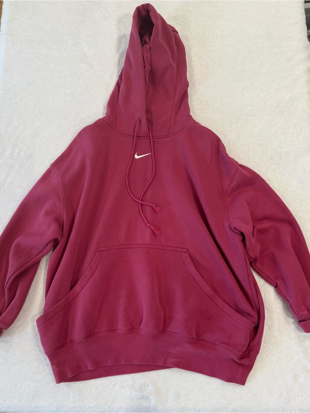 Women’s large Nike Pinkish mixed with a burgundy Hoodie with White Swoosh